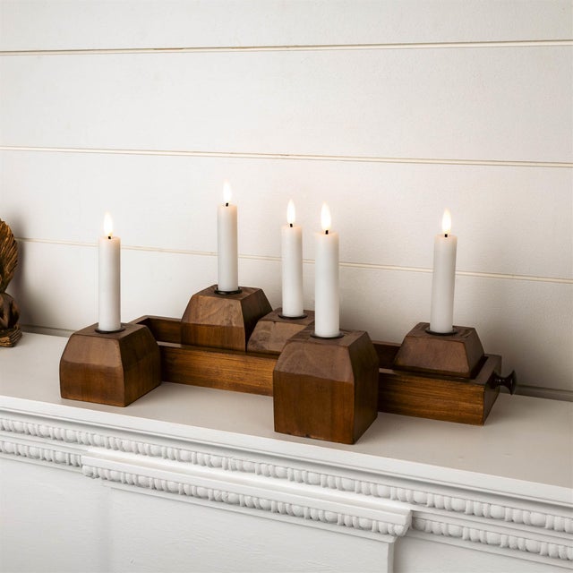 Add layered charm to your space with this Wooden Drawer Taper Candle Holder Set, where natural wood tones meet vintage-...