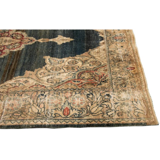 Tan Vintage Persian Distressed Handmade Scatter Wool Rug For Sale In New York - Image 6 of 12