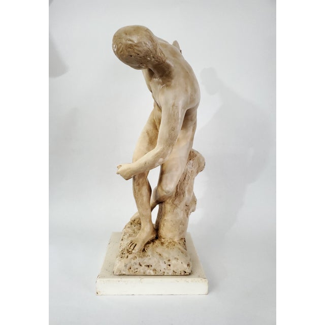 Tan 1950s Plaster Discobolus Table Sculpture Statue For Sale - Image 8 of 13