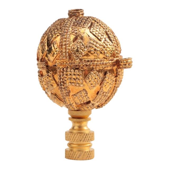 Golden Studded Tribal Bead Lamp Finial For Sale