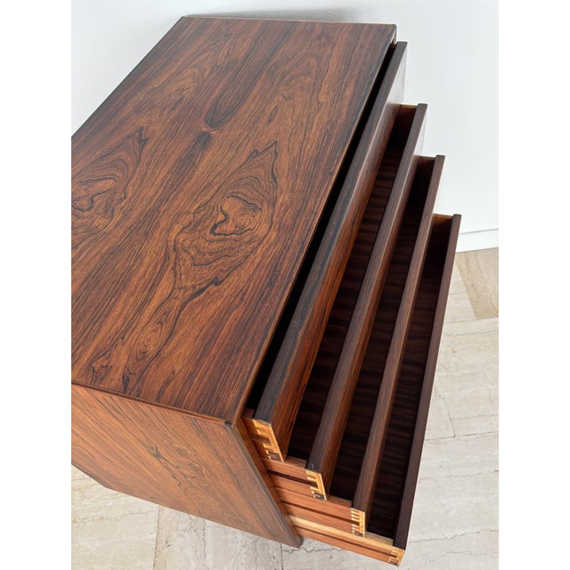 Brown Mid-century Scandinavian Dark Wood Chest of Drawers, Denmark, 1960s For Sale - Image 8 of 14