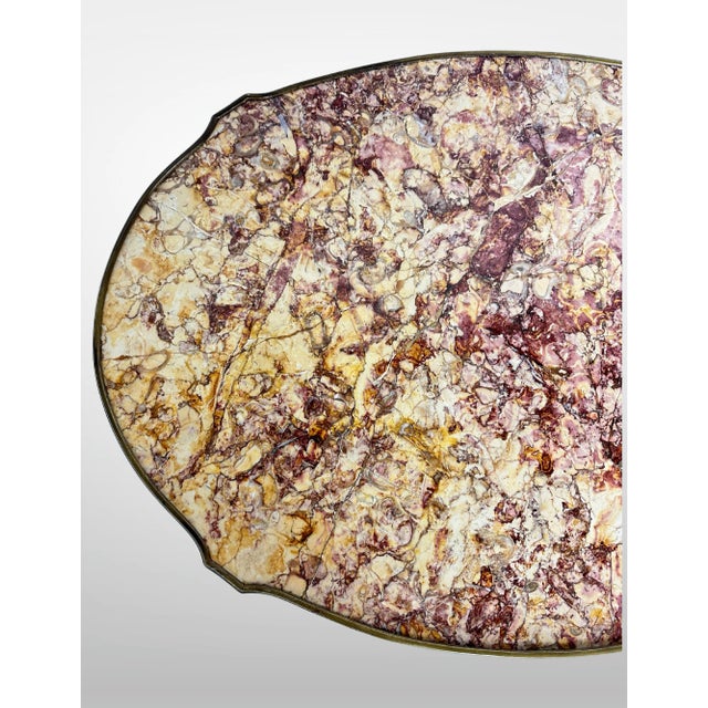 Vintage Fruitwood Louis XV Style Marble Top Coffee Table Ormolu Mounts For Sale - Image 10 of 12