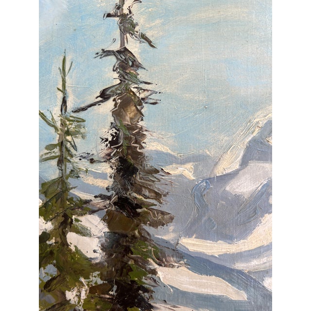 Joseph Gautschi, Montagne enneigée, Suisse, Oil on Canvas For Sale - Image 4 of 10