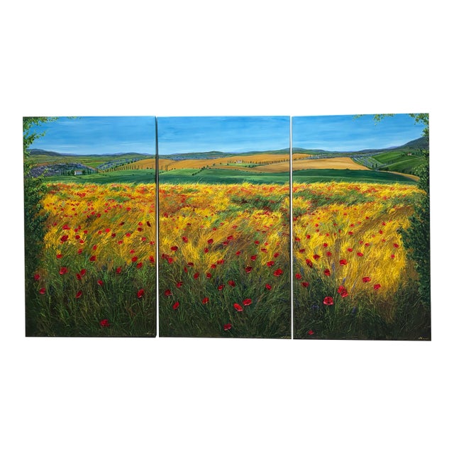 Jennifer Vranes “Heart of Chianti” Three Panel Landscape Original Painting For Sale