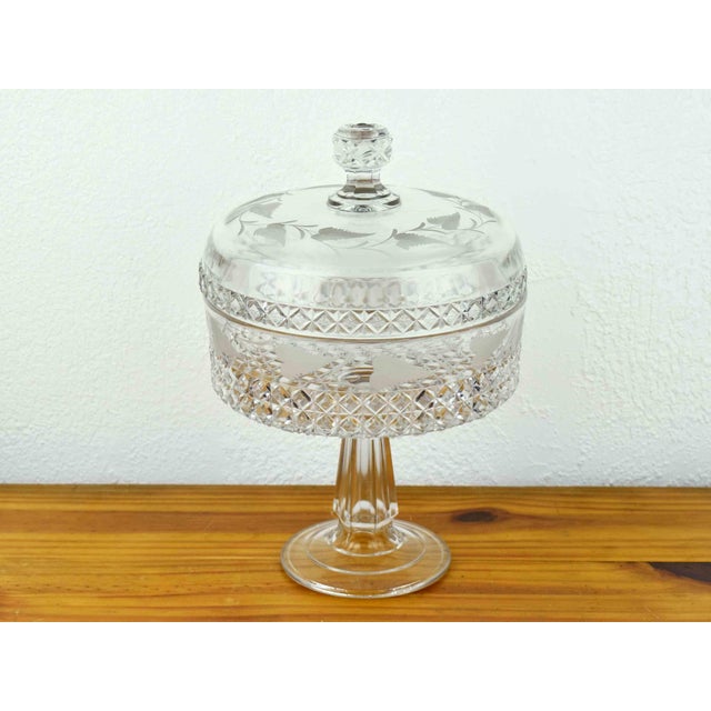 19th Century 19th Century Early American Glass Ripley & Co. Mascotte Pattern Pedestal Compote With Lid For Sale - Image 5 of 9
