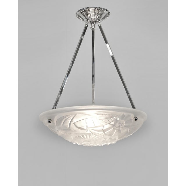 David Gueron Degue French Art Deco Pendant Light by Degue 1930 France For Sale - Image 4 of 10