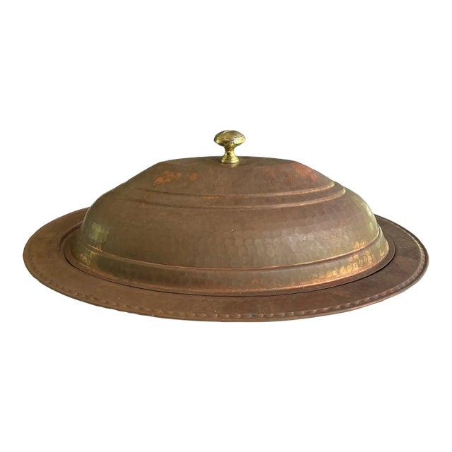 Contemporary Turkish Copper Covered Dish For Sale
