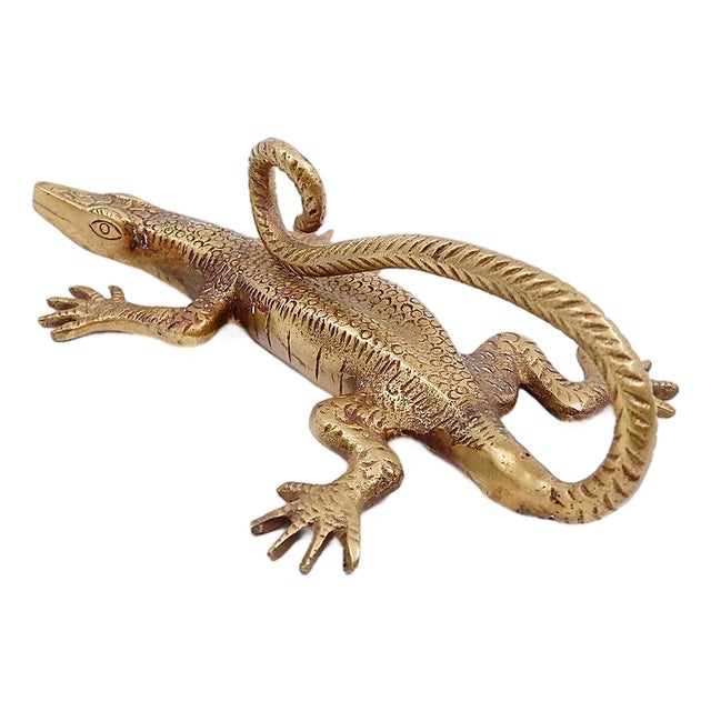 Komodo Lizard Brass Handle For Sale