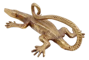 Komodo Lizard Brass Handle