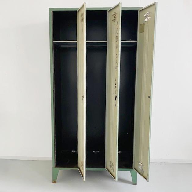 Metal Vintage Industrial French Green Locker For Sale - Image 7 of 9