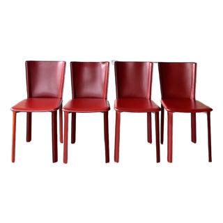 Frag Italian Postmodern Red Leather Dining Chairs For Sale