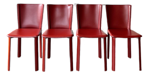 Frag Italian Postmodern Red Leather Dining Chairs