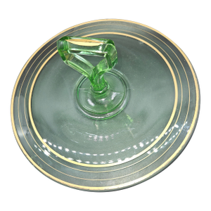 Antique Early 20th Century Center Handle Green Depression/Uranium Glass Serving Platter