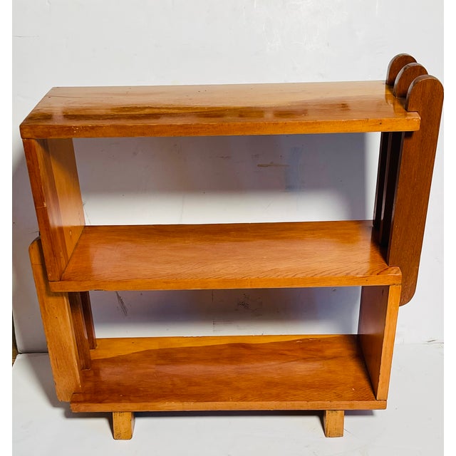 1950s 1950s American Art Deco Wood Book Shelf Standing For Sale - Image 5 of 5
