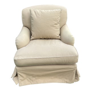 1990s Vintage Wool Camel Colored Club Chair For Sale