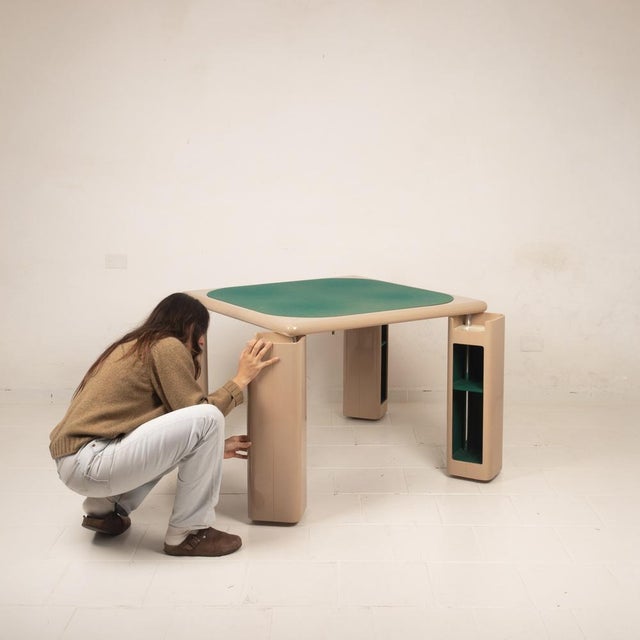 Lacquered Wood and Green Felt Game Table by Pierluigi Molinari for Pozzi, 1970s For Sale - Image 12 of 18