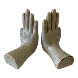 Vintage Ceramic Studio Pottery Hand Bookends - a Pair For Sale