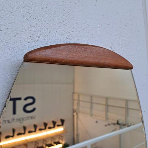 Oval Mirror with Teak Inserts – Denmark (1960s)