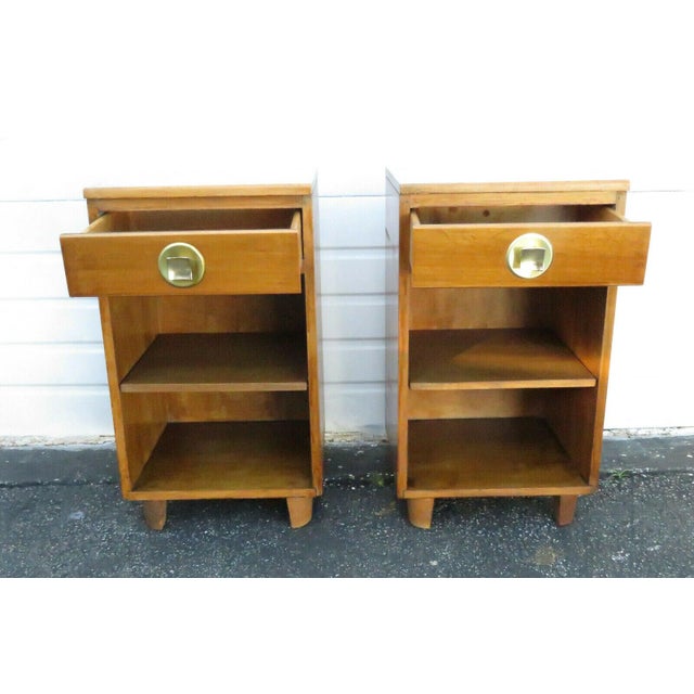 Mid Century Modern Pair of Tall and Narrow Nightstands End ...