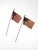 A pair of vintage 48 star parade flags with softly faded color and aged cotton construction. The turned wood staffs and...