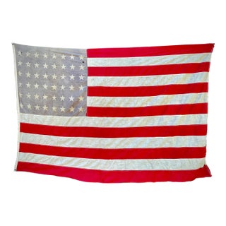 Antique American Flag Faded 48 Star Cotton Flag For Sale