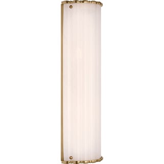 AERIN for Visual Comfort Signature Rosehill 20" Linear Sconce in Hand-Rubbed Antique Brass with White Strie Glass For Sale