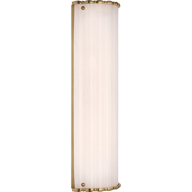 AERIN for Visual Comfort Signature Rosehill 20" Linear Sconce in Hand-Rubbed Antique Brass with White Strie Glass For Sale