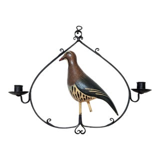 Antique 19th Century French Shop Sign With Painted Metal Partridge For Sale