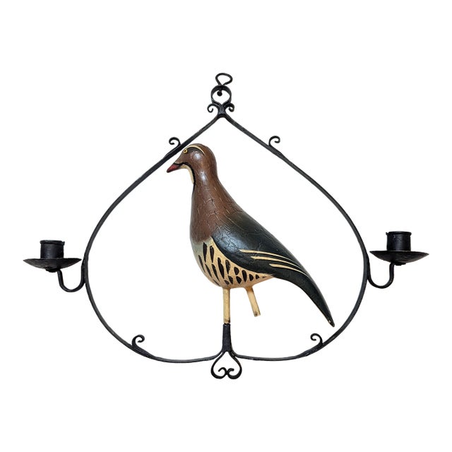 Antique 19th Century French Shop Sign With Painted Metal Partridge For Sale