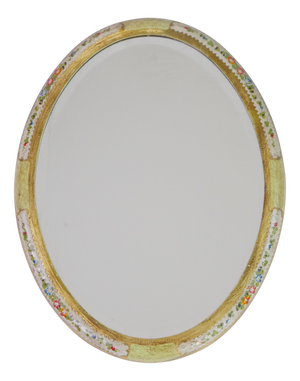Vintage Italian Gold Gilt Wall Mirror with Floral Details, 1950s