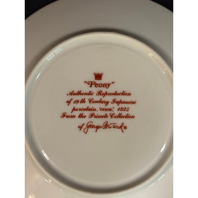 Red Mid 20th Century Mid Century Imari Style Cup and Saucer in the Peony Pattern by Georges Briard - Set of Three For Sale - Image 8 of 9