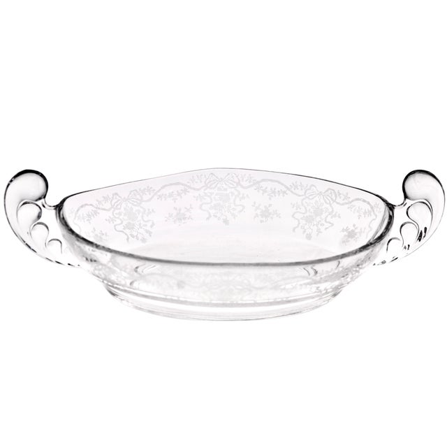 Traditional Fostoria Etched Glass Bowl For Sale - Image 3 of 4