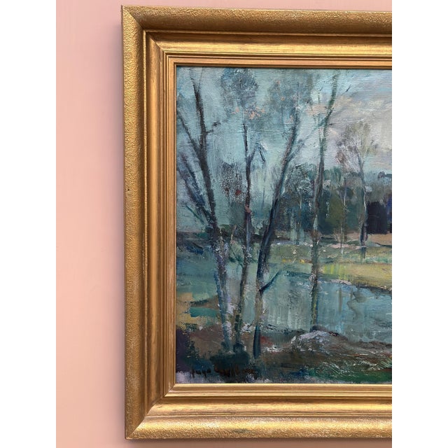 Original Oil on Canvas – “Obscured by Trees” by Hugo Carlberg (1880–1943) – Signed, Framed Canvas: 63 × 49 cm (24.8" ×...
