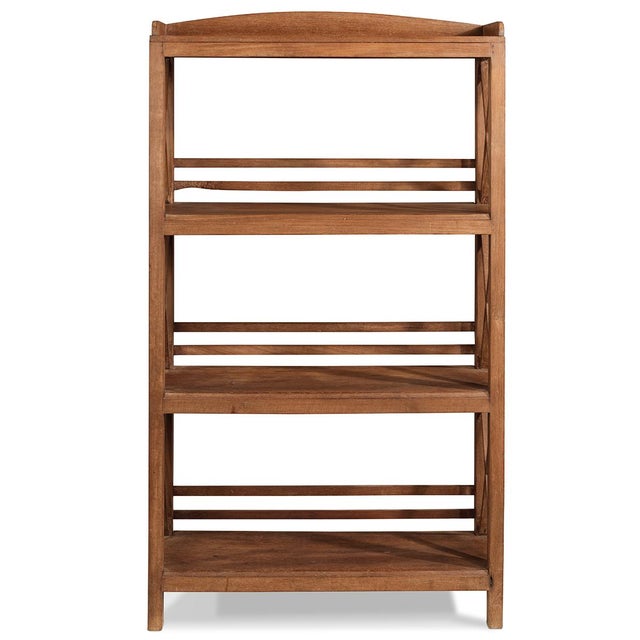 Handcrafted from solid hardwood, this vintage Indian bookshelf embodies timeless design with its clean lines and cross-...