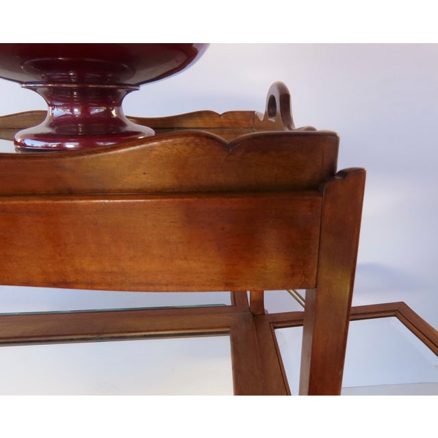 French Walnut Trolly Cart Display Lift Off Serving Tray Dessert Stand Side Table For Sale - Image 4 of 12