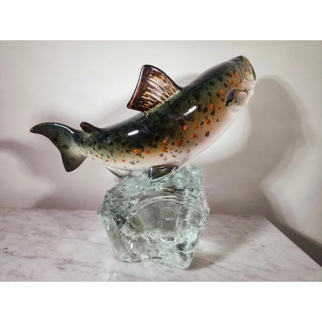 Porcelain Fish on Glass Stand, 1950s For Sale - Image 4 of 13