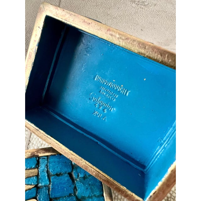 Mid 20th Century Handwrought Mid-Century Modern Mexican Mosaic and Brass Box by Salvador Teran For Sale - Image 5 of 11