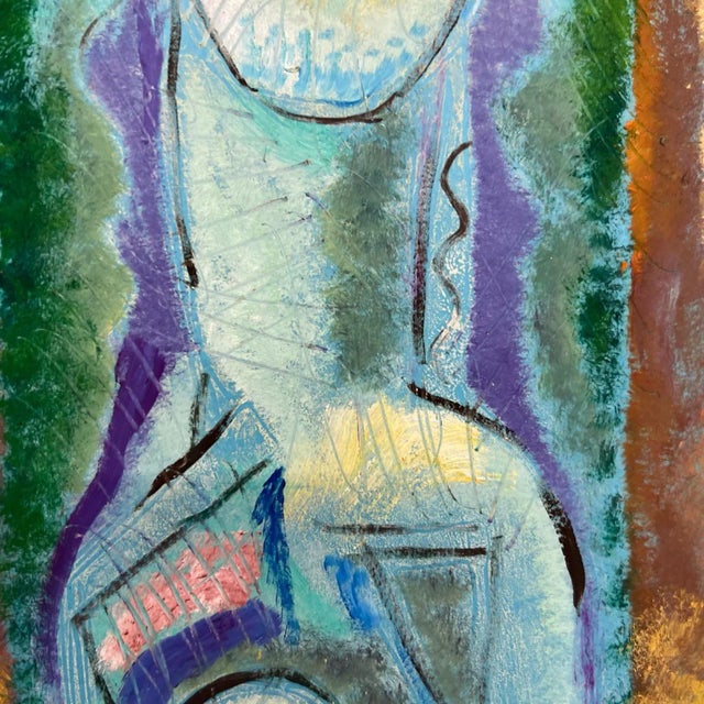 Paper 1980s Byron Gálvez Modernism Dreamy Blue Abstract Artwork Mexico For Sale - Image 7 of 11