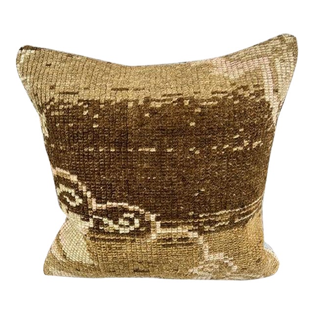 20 x 20 Rug Pillow Sultanate Golden Turkish Pillow Cushion Cover For Sale