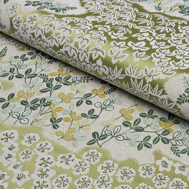 Schumacher Lorene Fabric In Leaf For Sale