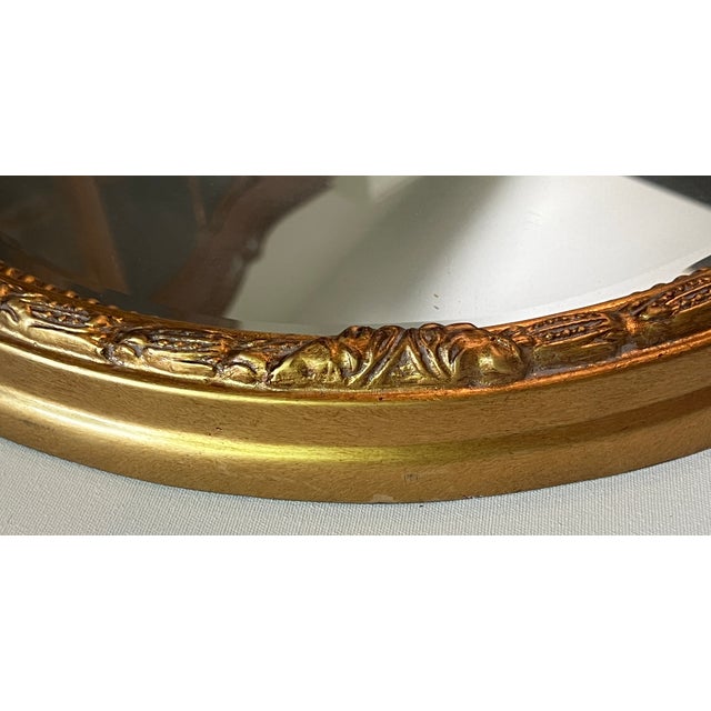 1970s Rococo Style Gold Oval Wall "Bow" Mirror For Sale - Image 4 of 14