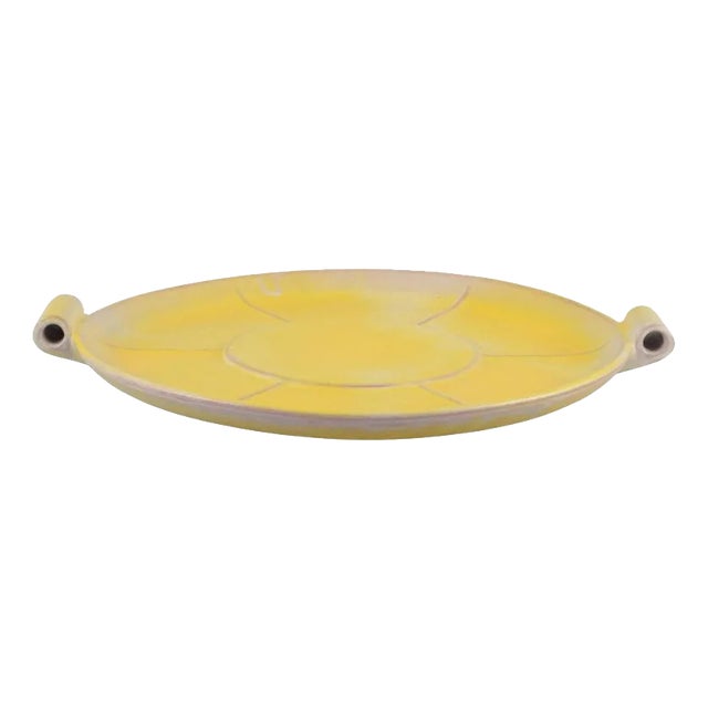 Finnish Art Deco Style Yellow Glazed Ceramic Dish For Sale
