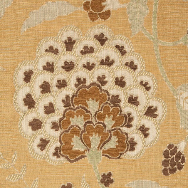 Schumacher SAMPLE - Schumacher Alessia Floral Fabric In Gold For Sale - Image 4 of 4