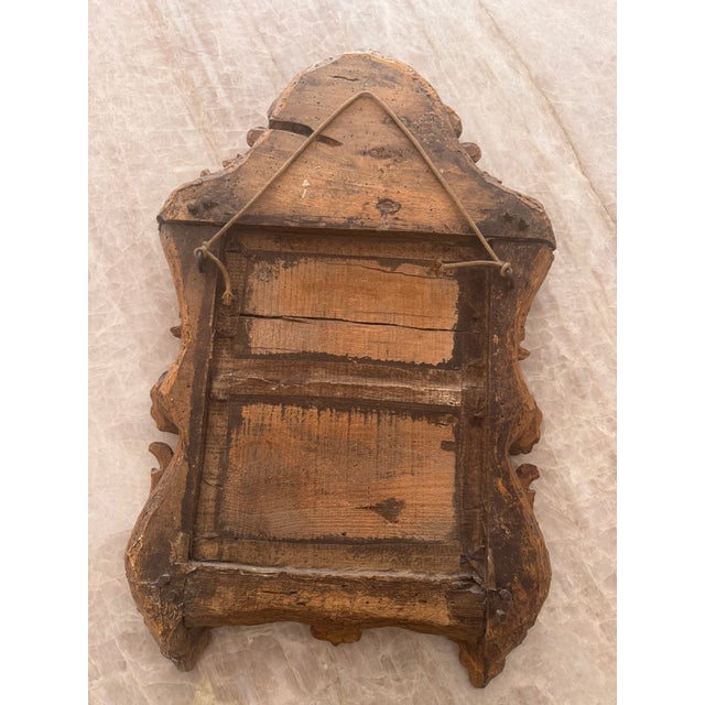Wood Antique Italian Rococo Giltwood Mirror, Carved Scroll & Acanthus Crest For Sale - Image 7 of 9