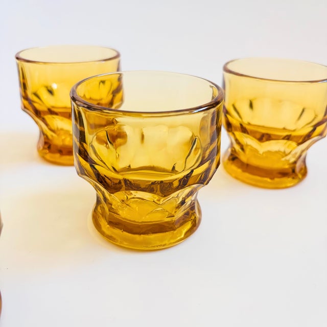 Mid-Century Modern Mid Century Georgian Amber Cordial Glasses - Set of 6 For Sale - Image 3 of 7