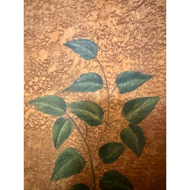 Hollywood Regency Vintage Boho Bamboo Parrot Painting, Illegible Signature, Framed 48” X 36 - Signed Unknown Artist For Sale - Image 3 of 12