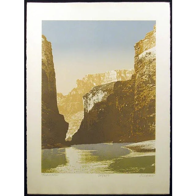 Printmaking Materials 1980s "Redwall" Realist Style Canyon River Landscape Color Etching by Paula Crane For Sale - Image 7 of 7