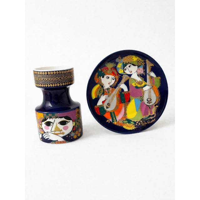 Vintage Polychrome and Porcelain Set by Bjørn Wiinblad for Rosenthal, 1970s, Set of 2 For Sale - Image 9 of 9