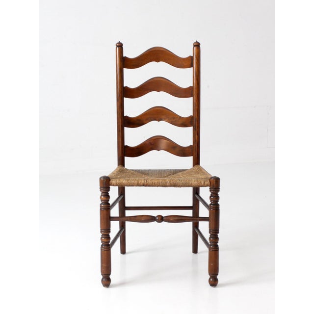 Vintage French Provincial Rush Seat Ladderback Chair For Sale - Image 14 of 14