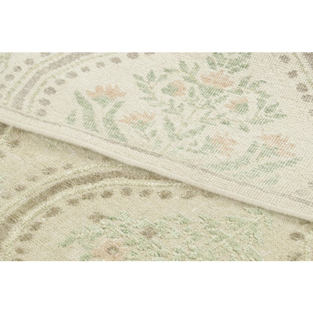 Contemporary Block Print Floral Natural Silk Square Rug by Rug & Kilim, India For Sale In New York - Image 6 of 8